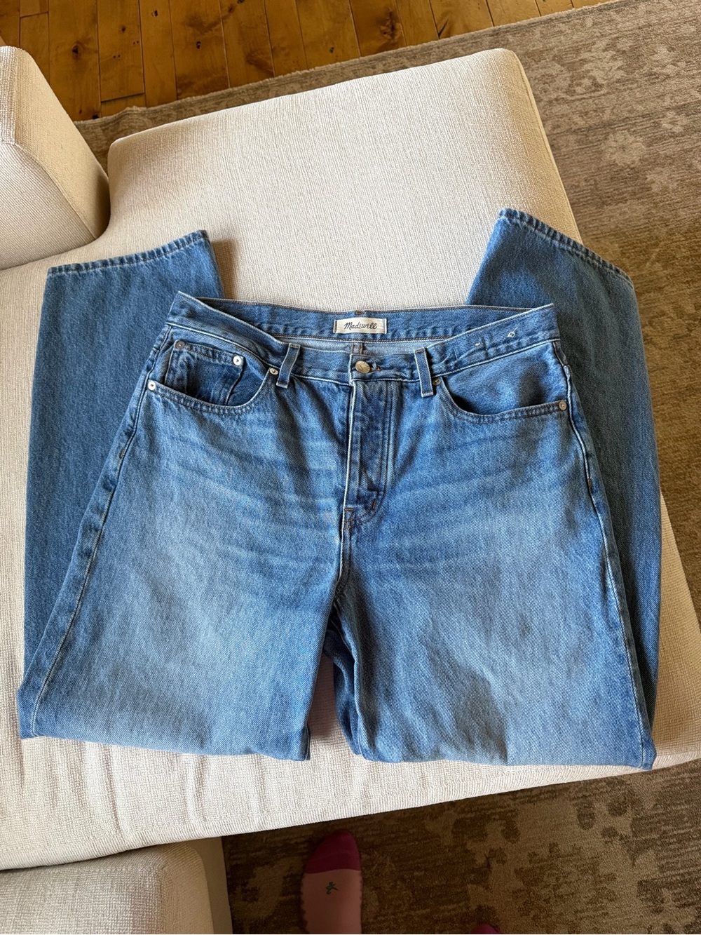 Madewell low slung Straight Leg Jeans in Medium Blue Wash 29 - Picture 6 of 12